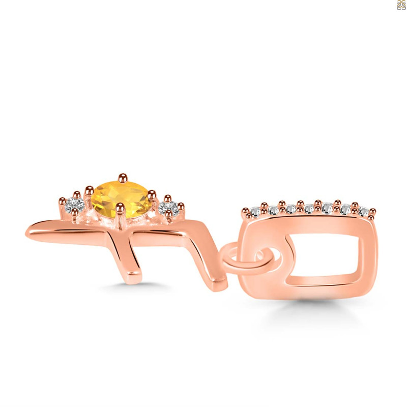 Citrine & White Topaz Alphabet F Pendant CIT-RDA-32.