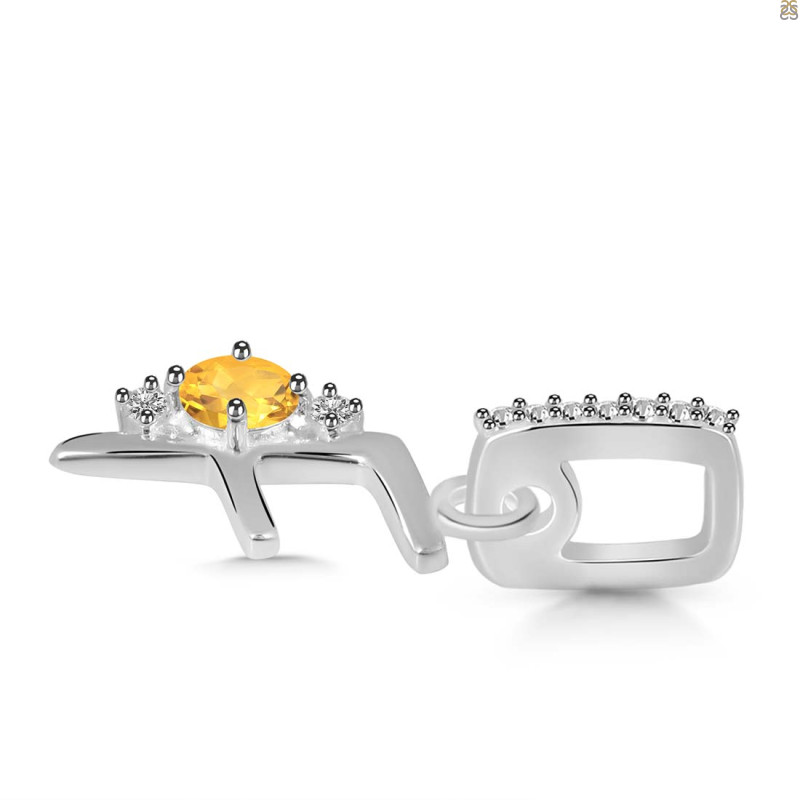 Citrine & White Topaz Alphabet F Pendant