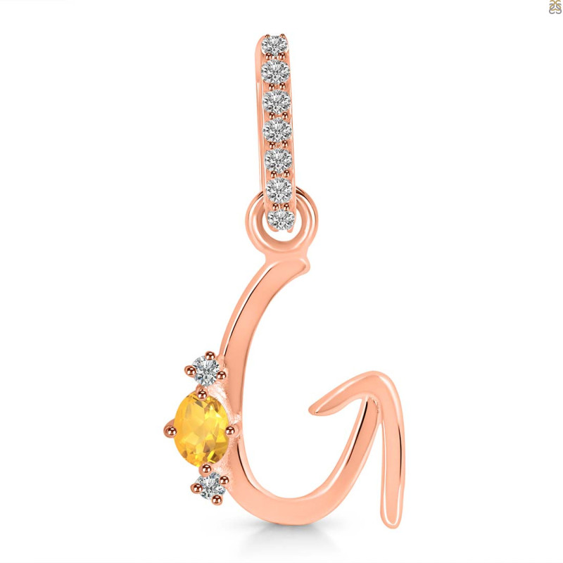 Citrine & White Topaz Alphabet G Pendant CIT-RDA-33.