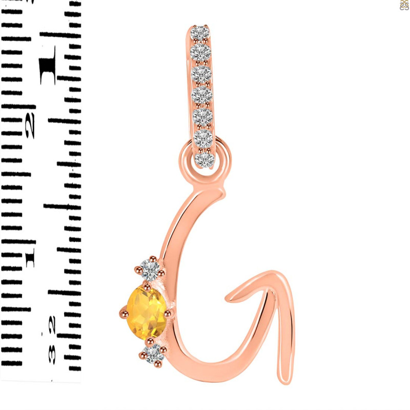 Citrine & White Topaz Alphabet G Pendant CIT-RDA-33.
