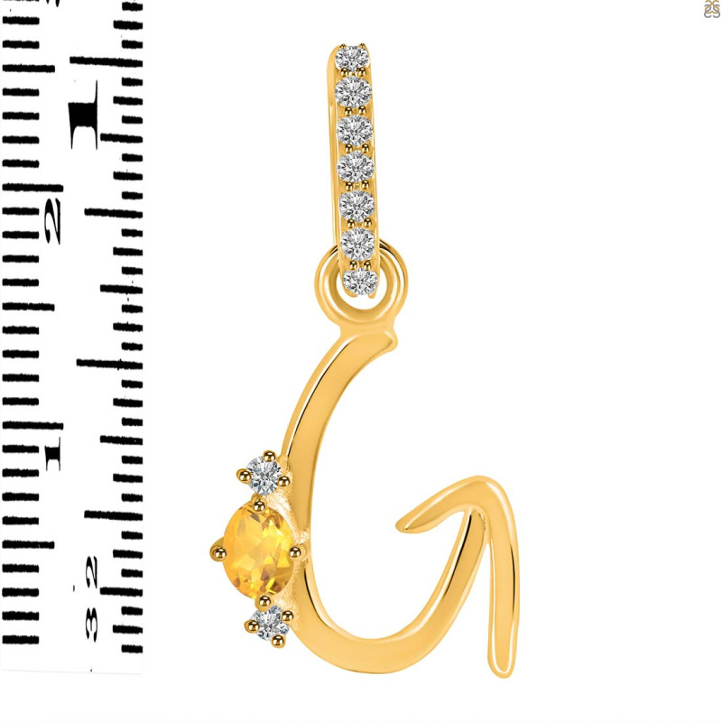 Citrine & White Topaz Alphabet G Pendant CIT-RDA-33.