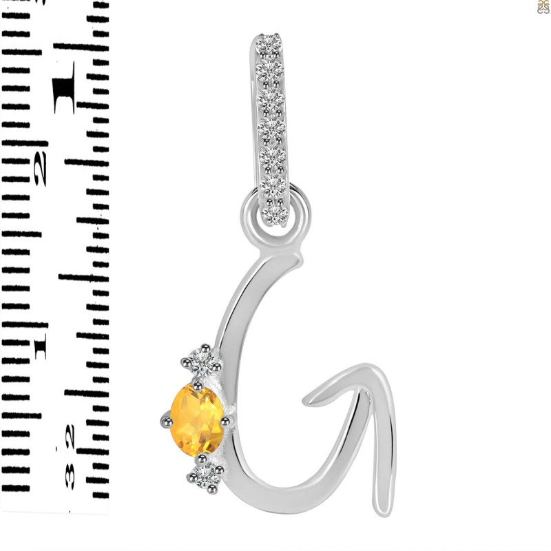 Citrine & White Topaz Alphabet G Pendant CIT-RDA-33.