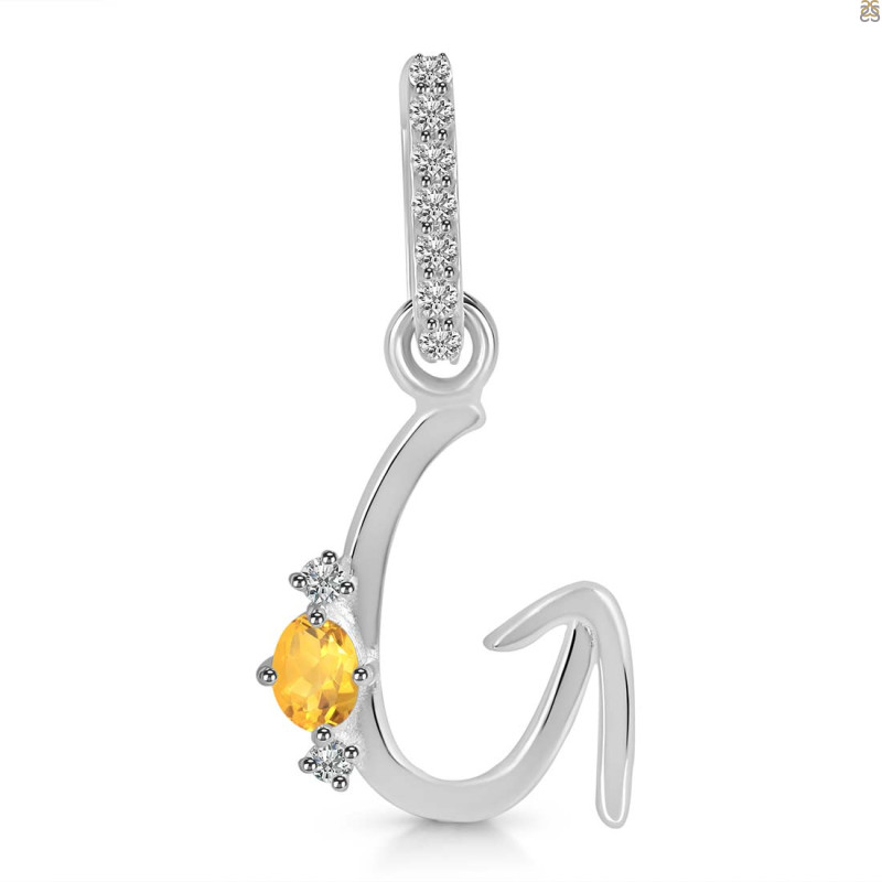 Citrine & White Topaz Alphabet G Pendant CIT-RDA-33.