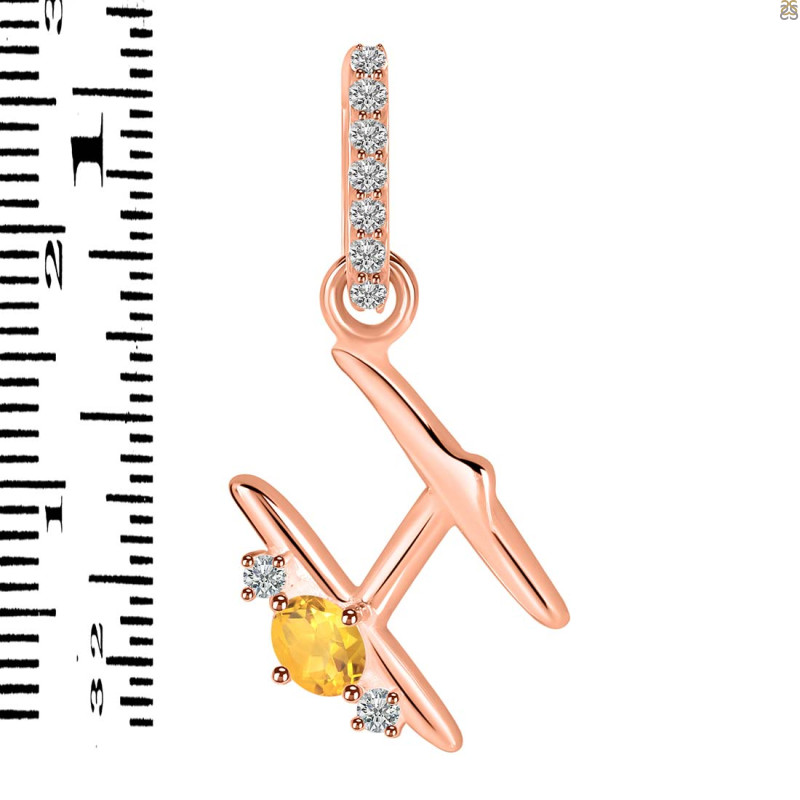 Citrine & White Topaz Alphabet H Pendant CIT-RDA-34.