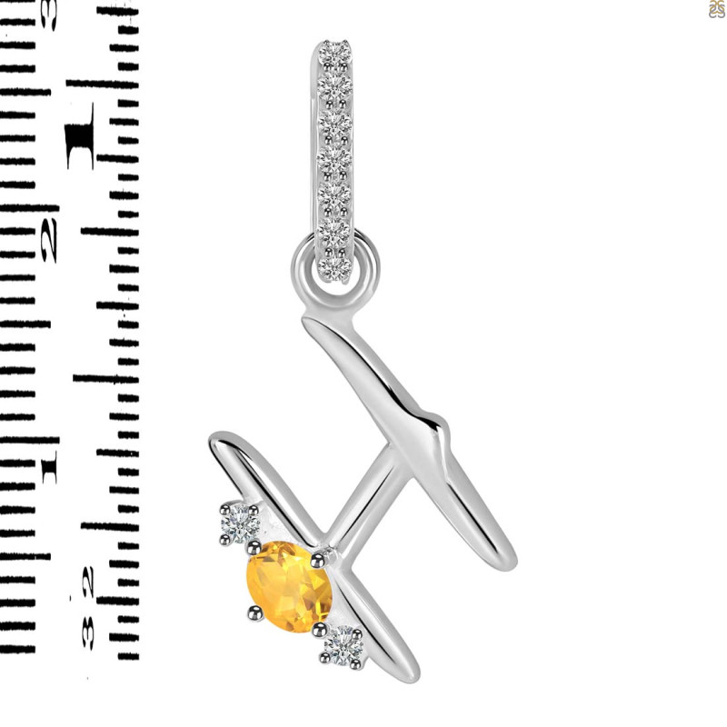 Citrine & White Topaz Alphabet H Pendant CIT-RDA-34.