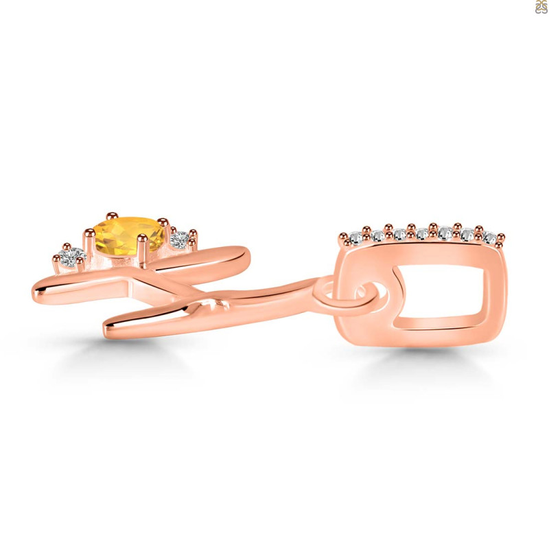 Citrine & White Topaz Alphabet H Pendant CIT-RDA-34.