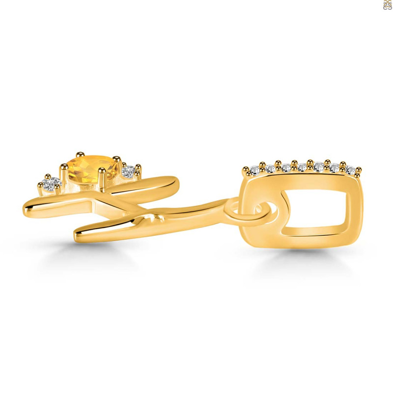 Citrine & White Topaz Alphabet H Pendant CIT-RDA-34.