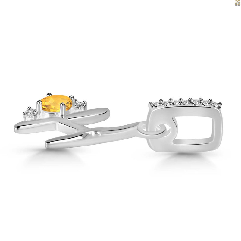 Citrine & White Topaz Alphabet H Pendant
