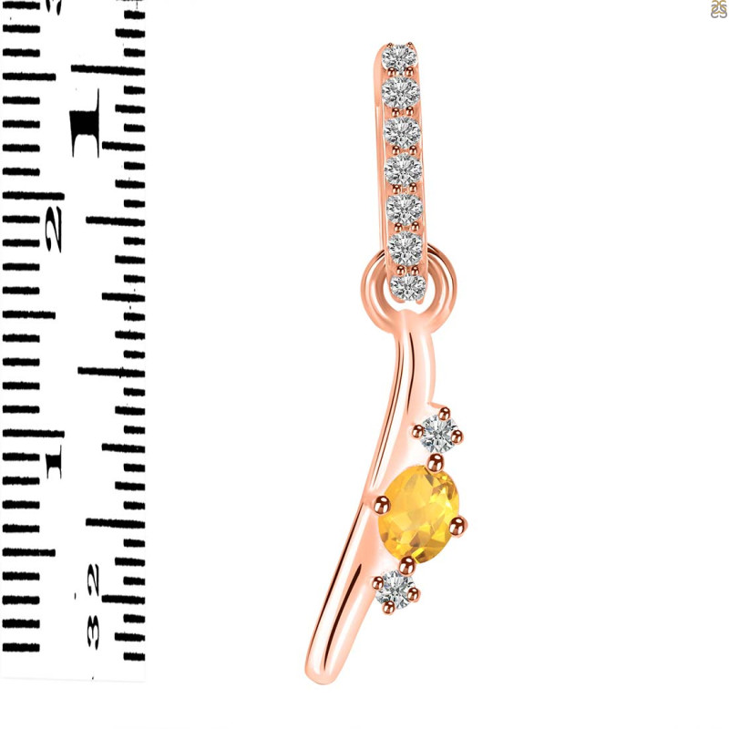 Citrine & White Topaz Alphabet I Pendant CIT-RDA-35.