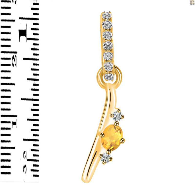 Citrine & White Topaz Alphabet I Pendant CIT-RDA-35.