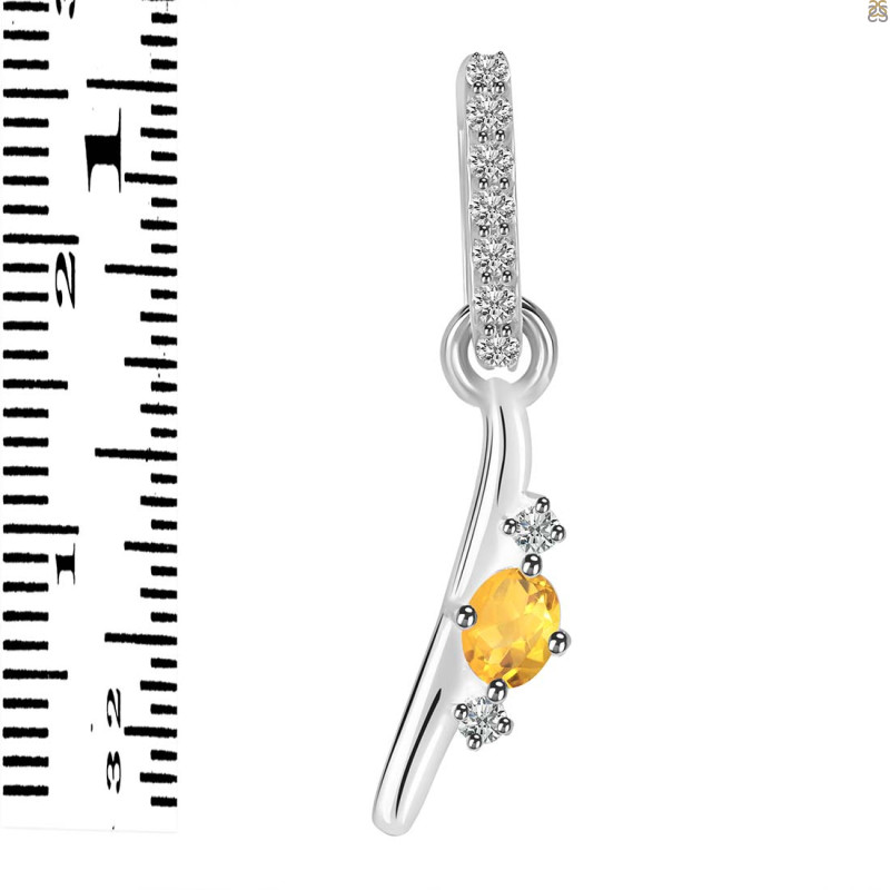 Citrine & White Topaz Alphabet I Pendant CIT-RDA-35.