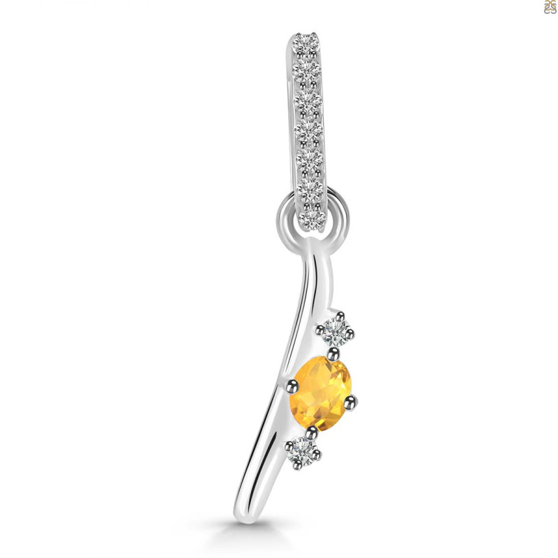 Citrine & White Topaz Alphabet I Pendant CIT-RDA-35.