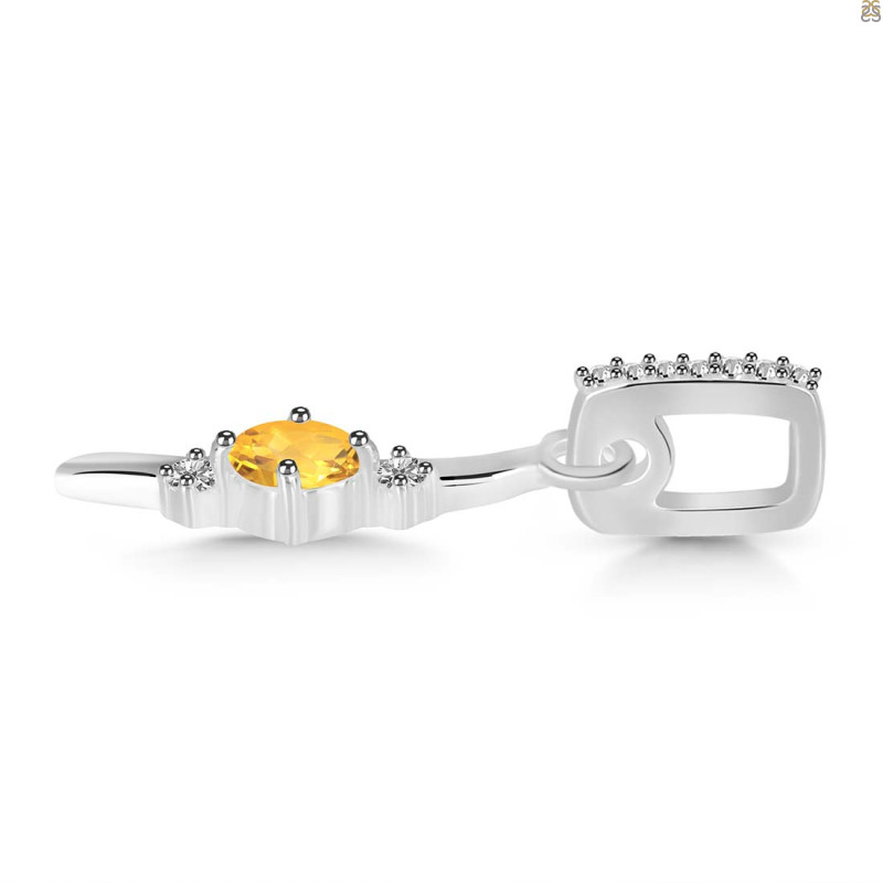 Citrine & White Topaz Alphabet I Pendant