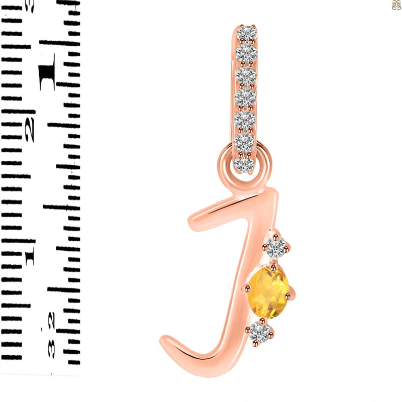 Citrine & White Topaz Alphabet J Pendant CIT-RDA-36.