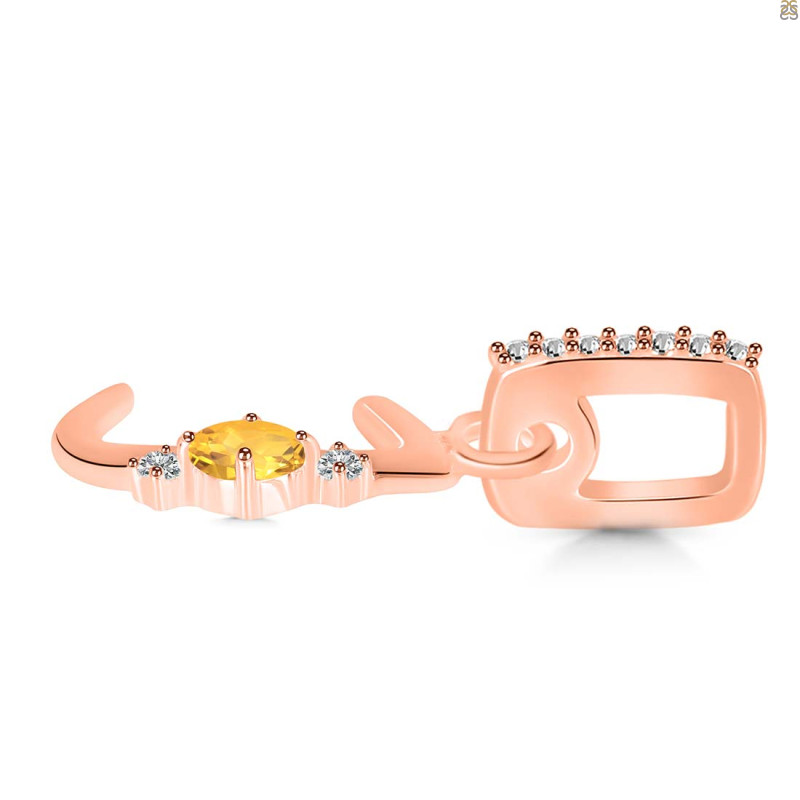 Citrine & White Topaz Alphabet J Pendant CIT-RDA-36.