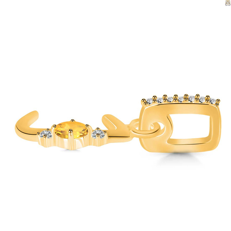 Citrine & White Topaz Alphabet J Pendant CIT-RDA-36.