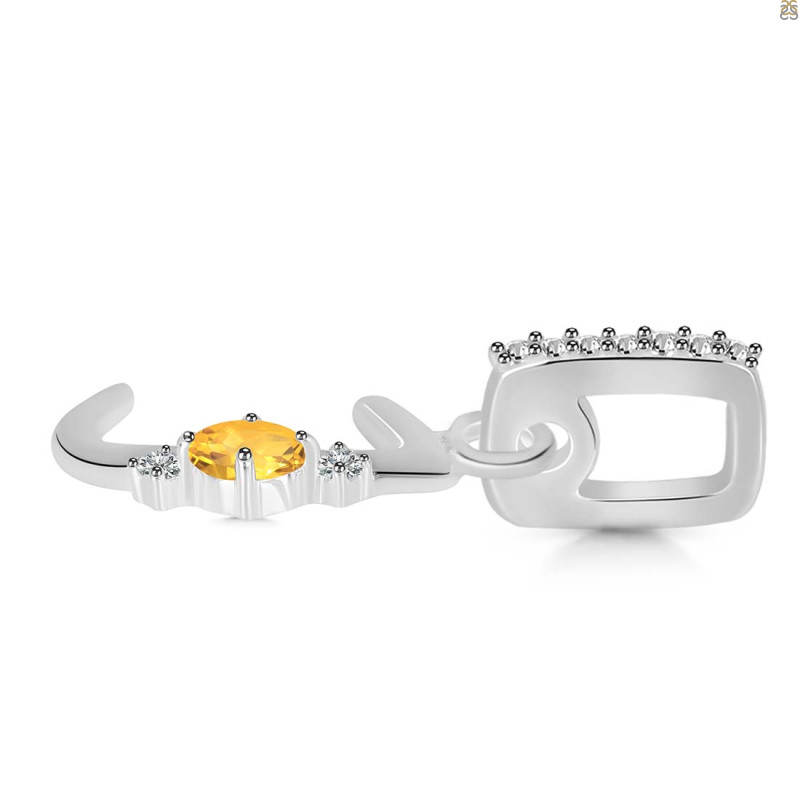 Citrine & White Topaz Alphabet J Pendant