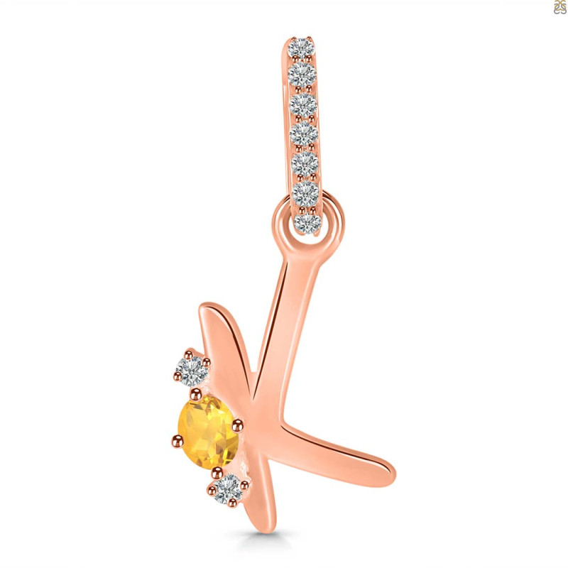 Citrine & White Topaz Alphabet K Pendant CIT-RDA-37.