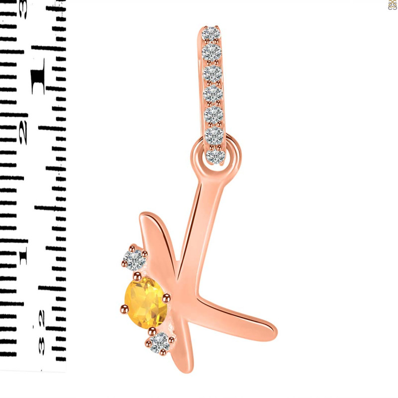 Citrine & White Topaz Alphabet K Pendant CIT-RDA-37.