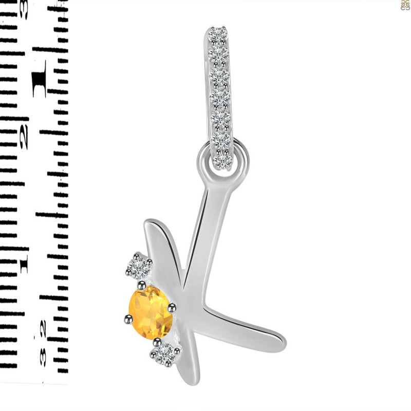 Citrine & White Topaz Alphabet K Pendant CIT-RDA-37.