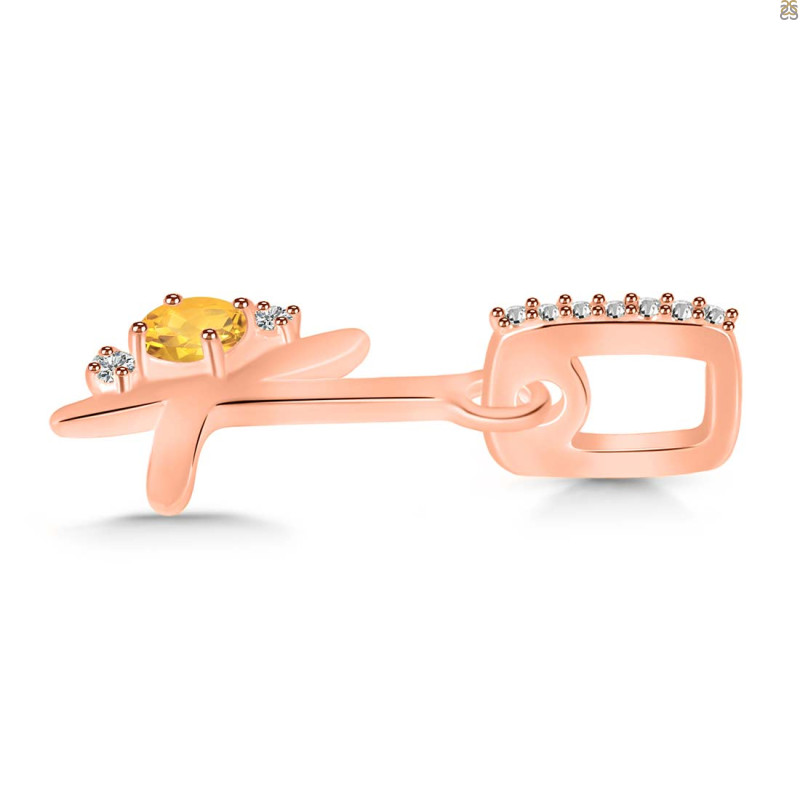 Citrine & White Topaz Alphabet K Pendant CIT-RDA-37.