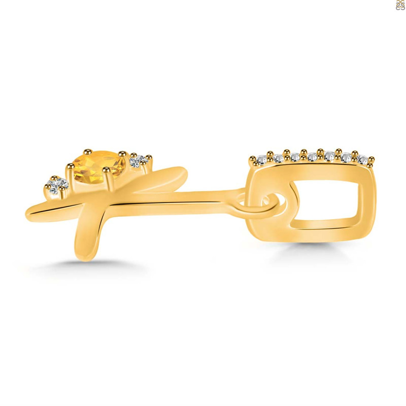 Citrine & White Topaz Alphabet K Pendant CIT-RDA-37.