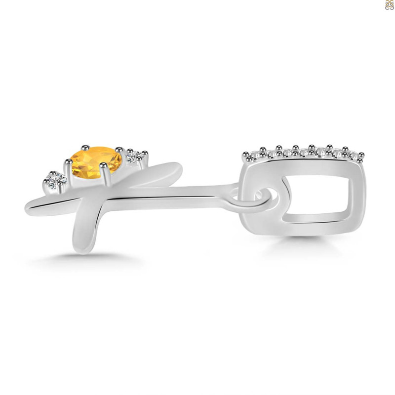 Citrine & White Topaz Alphabet K Pendant