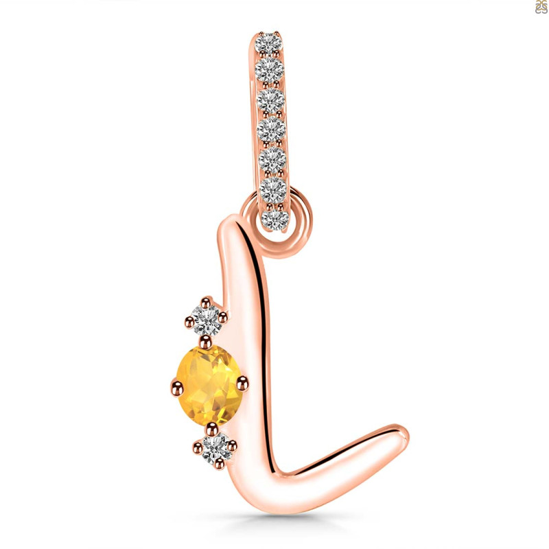 Citrine & White Topaz Alphabet L Pendant CIT-RDA-38.