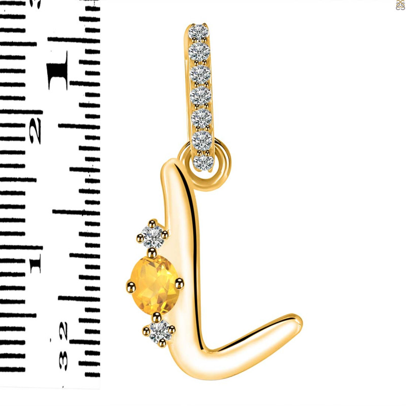 Citrine & White Topaz Alphabet L Pendant CIT-RDA-38.