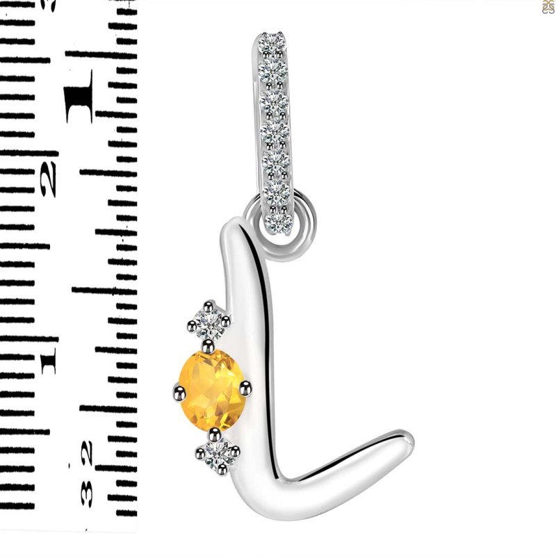Citrine & White Topaz Alphabet L Pendant CIT-RDA-38.