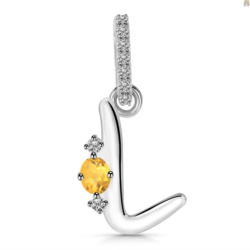 Citrine & White Topaz Alphabet L Pendant CIT-RDA-38.