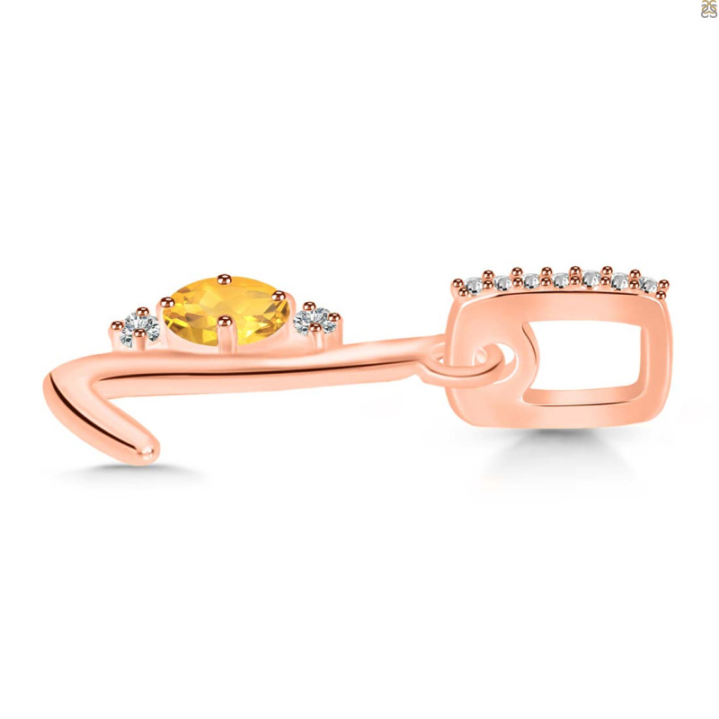 Citrine & White Topaz Alphabet L Pendant CIT-RDA-38.