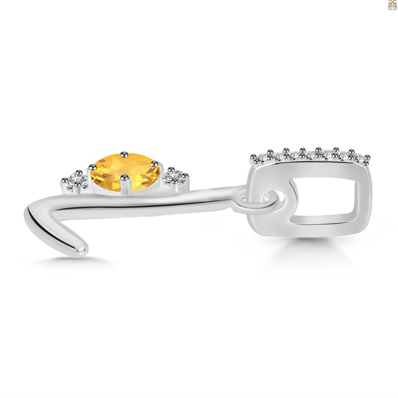 Citrine & White Topaz Alphabet L Pendant