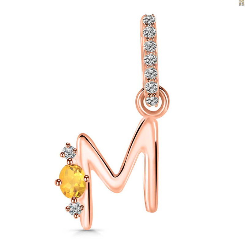 Citrine & White Topaz Alphabet M Pendant CIT-RDA-39.