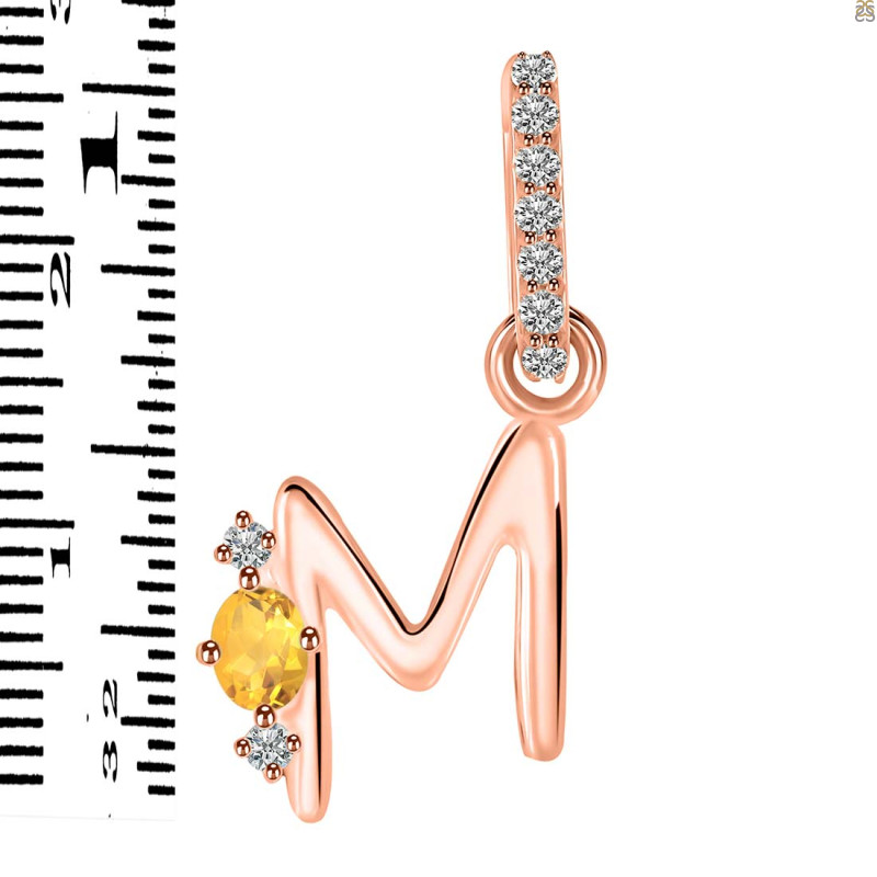 Citrine & White Topaz Alphabet M Pendant CIT-RDA-39.