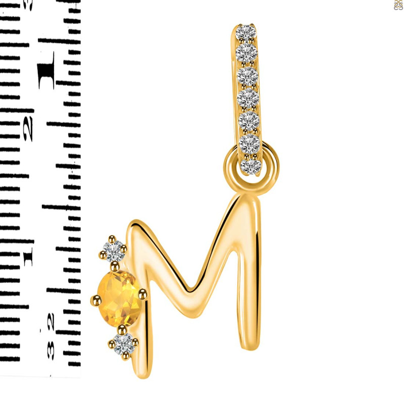 Citrine & White Topaz Alphabet M Pendant CIT-RDA-39.