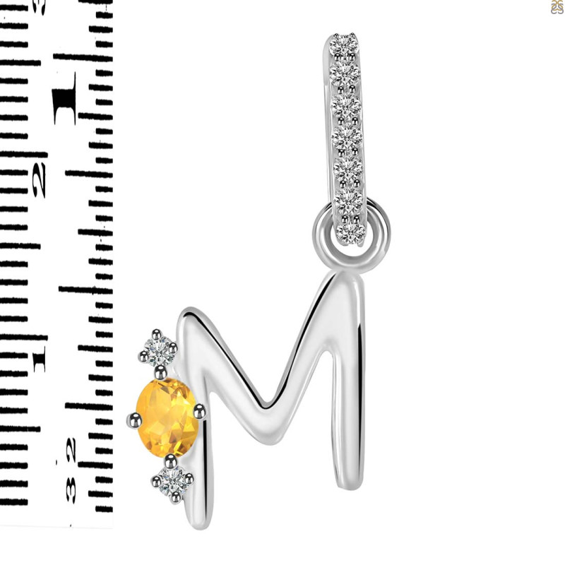 Citrine & White Topaz Alphabet M Pendant CIT-RDA-39.