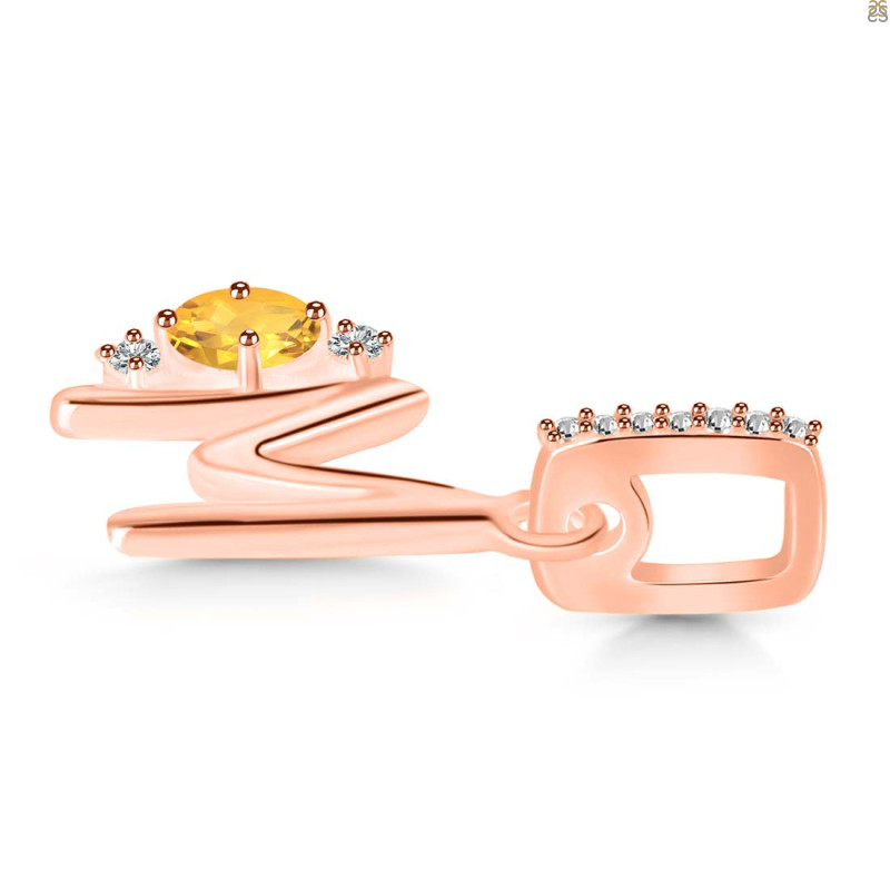 Citrine & White Topaz Alphabet M Pendant CIT-RDA-39.