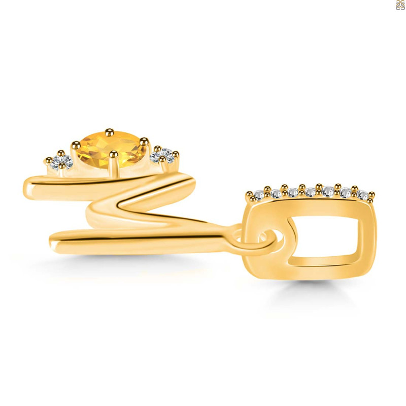Citrine & White Topaz Alphabet M Pendant CIT-RDA-39.