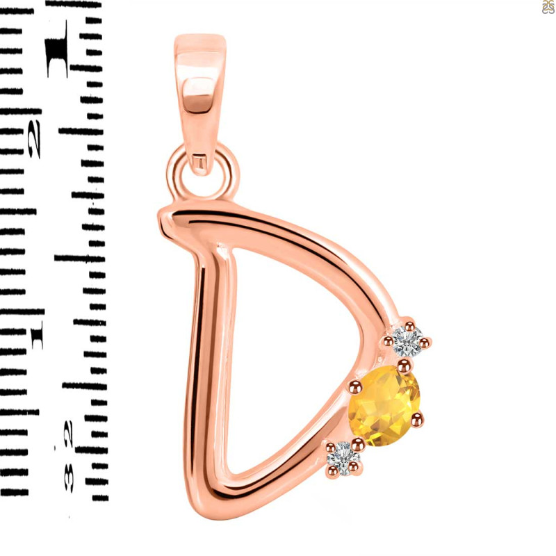 Citrine & White Topaz Alphabet D Pendant CIT-RDA-4.