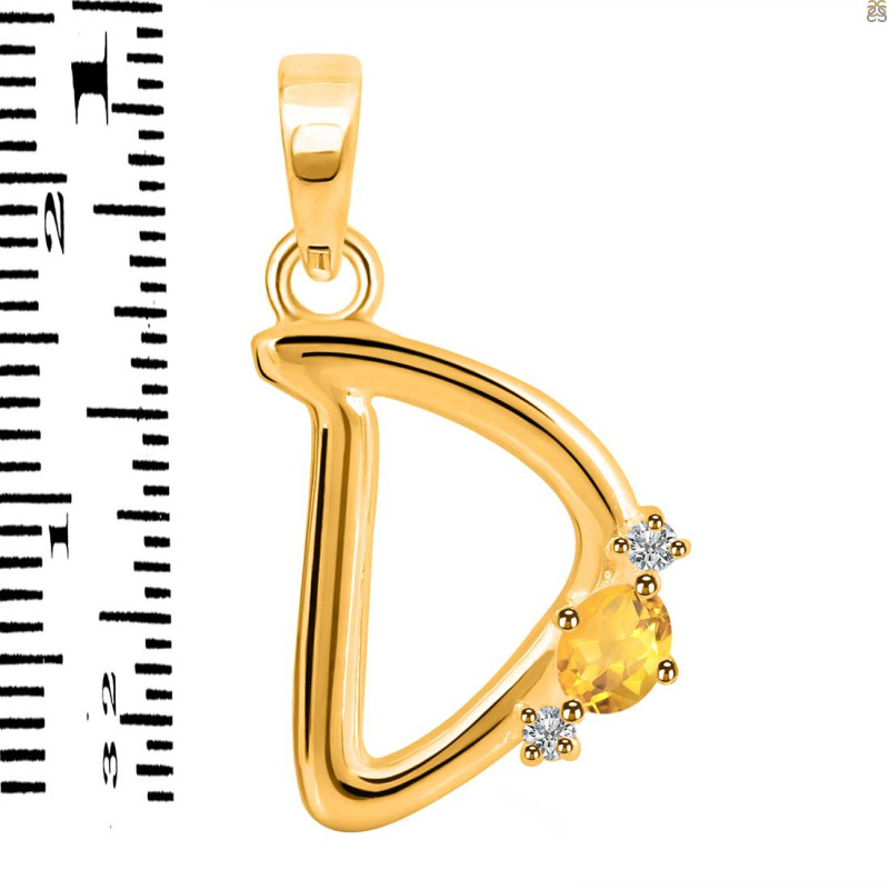 Citrine & White Topaz Alphabet D Pendant CIT-RDA-4.