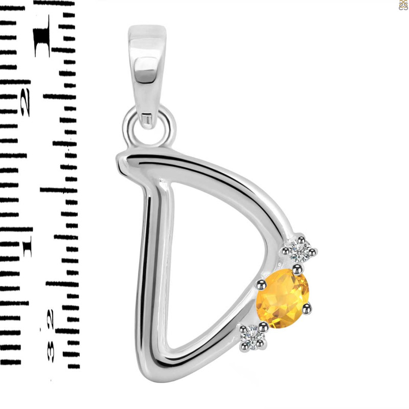 Citrine & White Topaz Alphabet D Pendant CIT-RDA-4.