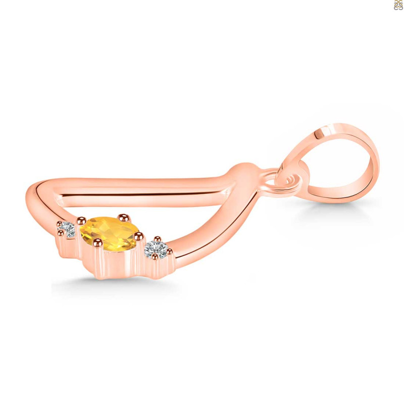 Citrine & White Topaz Alphabet D Pendant CIT-RDA-4.