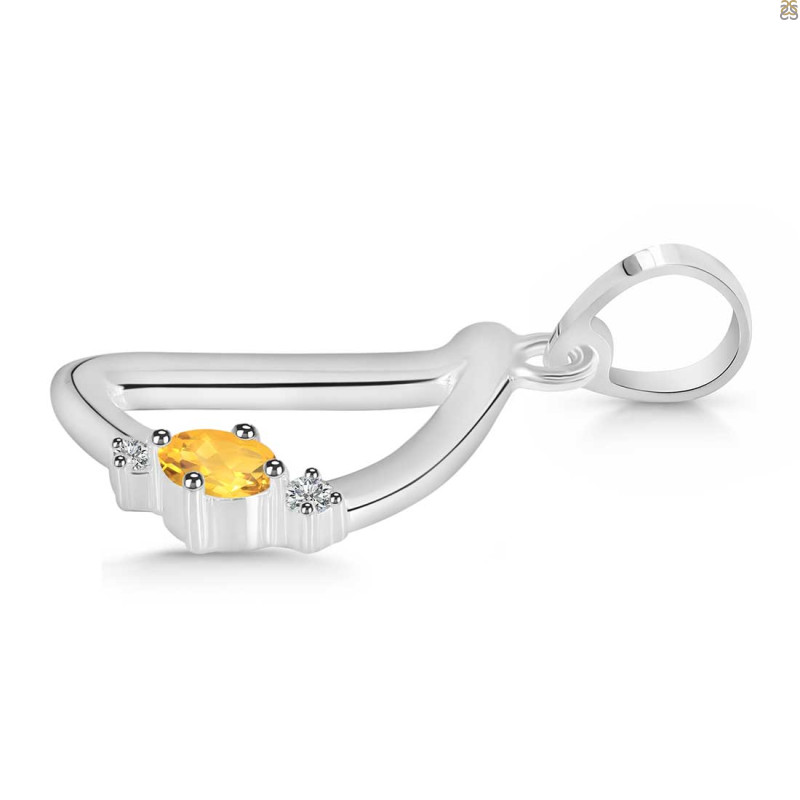 Citrine & White Topaz Alphabet D Pendant