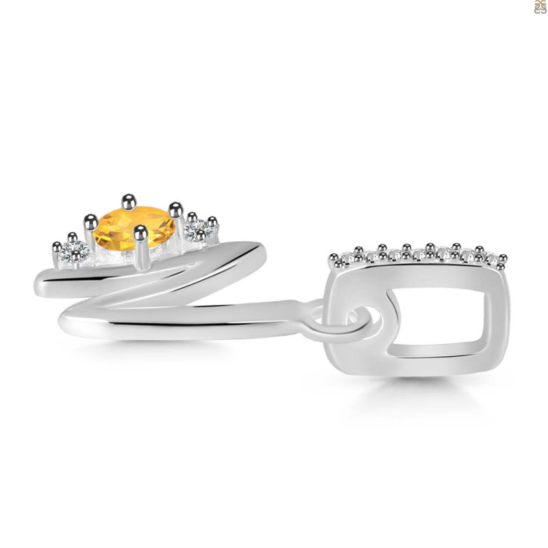 Citrine & White Topaz Alphabet N Pendant
