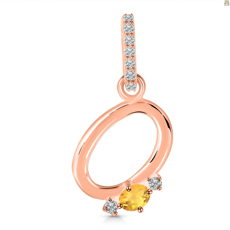Citrine & White Topaz Alphabet O Pendant CIT-RDA-41.