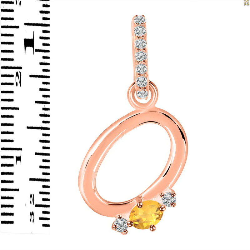 Citrine & White Topaz Alphabet O Pendant CIT-RDA-41.