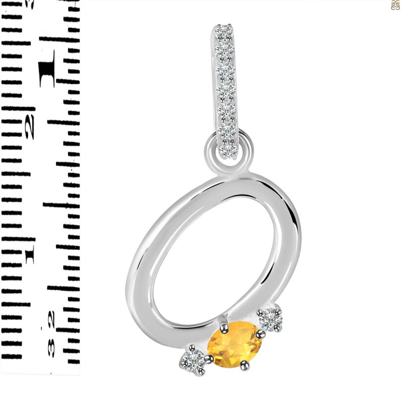 Citrine & White Topaz Alphabet O Pendant CIT-RDA-41.