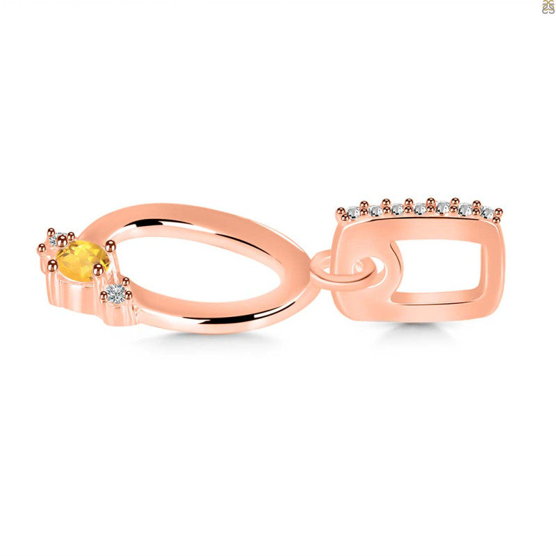 Citrine & White Topaz Alphabet O Pendant CIT-RDA-41.