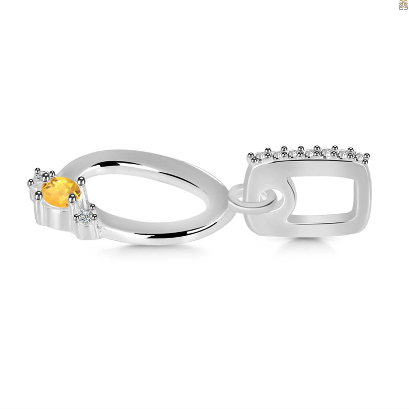 Citrine & White Topaz Alphabet O Pendant